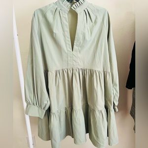 Notch neck smock dress mint green